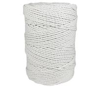 Cordon Macrame, algodón, 3MM * 130M, para artesanías en macramé, juguetería, restauración, Manualidades, paquetería, jardinería. Blanco