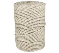 Cordon Macrame, algodón, 4MM * 100M, para artesanías en macramé, juguetería, restauración, Manualidades, paquetería, jardinería. Crudo