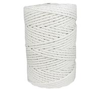 Cordon Macrame, algodón, 4MM * 100M, para artesanías en macramé, juguetería, restauración, Manualidades, paquetería, jardinería. Blanco