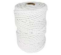 Cordon Macrame, algodón, 6MM * 45M, para artesanías en macramé, juguetería, restauración, Manualidades, paquetería, jardinería. Blanco