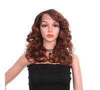 Cordón Onda Frente Pelucas Cabello Por Natural Amarillo Pardusco Rollo Onda Sombrero Mecanismo Encaje Frontal Alambre Alta Temperatura 18 Pulgadas (Tamaño : 18inch)