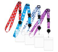 Cordón para el Cuello Crucero, Paquete de 4 Portatarjetas Identificación Retractil Cordón de Crucero Impermeable para Elementos Esenciales de Crucero Accesorios Imprescindibles (4 Colores)