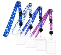 Cordón para el Cuello Crucero, Paquete de 4 Portatarjetas Identificación Retractil Cordón de Crucero Impermeable para Elementos Esenciales de Crucero Accesorios Imprescindibles (4 Colores)