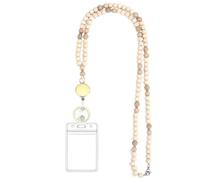 Cordón para el cuello - Pro | Soporte de identificación - Cordon De Cou Porte-Clés Pour Femmes Avec Enrouleur Rétractable Pour Badges D'Identité Collier En Perles De Bois Pour Badge et Clés De Bureau
