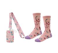 Cordón para Portatarjetas De Enfermera De 1 Pieza, 1 Par De Calcetines, Portatarjetas para Oficinistas, Calcetines De Algodón Transpirables.