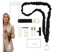 Cordón para tarjeta de identificación, elástico, suave, plegable | Lanyard Portanombre con portatarjetas para estudiantes mujeres llavero teléfono escuela oficina viaje crucero trabajo