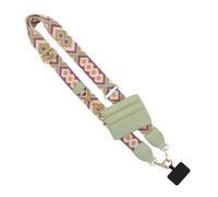 Cordón para teléfono con correa para teléfono - Bolsillo antirrobo con cremallera Sling Phone String - Soporte versátil y elegante para identificaciones para reuniones, oficinas y compras, verde claro