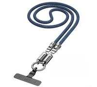 Cordón para teléfono móvil con cargador USB-C integrado de 240 W - Correa de muñeca de nailon para seguridad - Pulsera antipérdida para smartphone - Datos rápidos - Azul (120 cm azul)