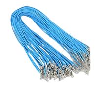 Cordón Plano Cuero 10 Piezas de 1,5 mm y 2 cordón algodón Encerado, Cuerda Cuero, Cadena, Collar, joyería DIY for Hacer hallazgos a Granel para Bricolaje(2MM 45cm,Light Blue)