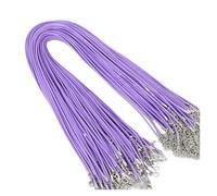 Cordón Plano Cuero 10 Piezas de 1,5 mm y 2 cordón algodón Encerado, Cuerda Cuero, Cadena, Collar, joyería DIY for Hacer hallazgos a Granel para Bricolaje(1.5MM 45cm,Light Purple)