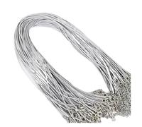 Cordón Plano Cuero 10 Piezas de 1,5 mm y 2 cordón algodón Encerado, Cuerda Cuero, Cadena, Collar, joyería DIY for Hacer hallazgos a Granel para Bricolaje(2MM 45cm,Grey)