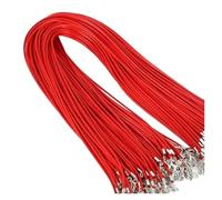 Cordón Plano Cuero 10 Piezas de 1,5 mm y 2 cordón algodón Encerado, Cuerda Cuero, Cadena, Collar, joyería DIY for Hacer hallazgos a Granel para Bricolaje(2MM 45cm,Red)