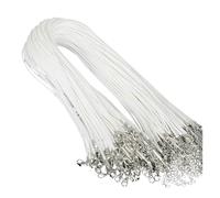 Cordón Plano Cuero 10 Piezas de 1,5 mm y 2 cordón algodón Encerado, Cuerda Cuero, Cadena, Collar, joyería DIY for Hacer hallazgos a Granel para Bricolaje(1.5MM 45cm,White)