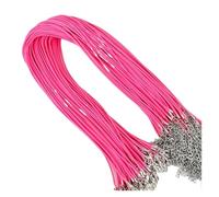 Cordón Plano Cuero 10 Piezas de 1,5 mm y 2 cordón algodón Encerado, Cuerda Cuero, Cadena, Collar, joyería DIY for Hacer hallazgos a Granel para Bricolaje(1.5MM 45cm,Rose Red)