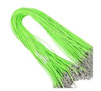 Cordón Plano Cuero 10 Piezas de 1,5 mm y 2 cordón algodón Encerado, Cuerda Cuero, Cadena, Collar, joyería DIY for Hacer hallazgos a Granel para Bricolaje(1.5MM 45cm,Green)
