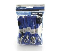 Cordón Redondo de Cuello para Tarjetas de Identificación en Bolsa con 5 Ud. Redondas de 90 cm. con colgador metálico y sistema Break Away de seguridad, gran resistencia by office box. (Azul Oscuro)