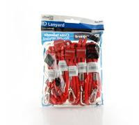 Cordón Redondo de Cuello para Tarjetas de Identificación en Bolsa con 5 Ud. Redondas de 90 cm. con colgador metálico y sistema Break Away de seguridad, gran resistencia by office box. (Rojo)