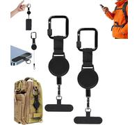 Cordón retráctil antirrobo para teléfono al aire libre, correa retráctil de línea de acero, peso ligero, longitud ajustable, llavero para teléfono, para viajes, senderismo, escalada, esquí, 2 unidades