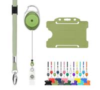 Cordón retráctil y soporte para insignias, paquete triple de LanyardsTomorrow. El juego incluye un solo cordón liso, mosquetón extensible y soporte rígido para tarjetas de identificación (verde