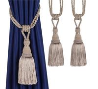Cordones de Cortina con Borlas 1 y 2 uds. Alzapaños decorativos for cortinas hechos a mano elegantes lazos de cuerda con borlas for decoración accesorios habitación soporte for(Light Beige,2Pieces)