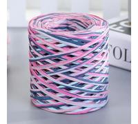 Cordones de papel rafia, Hilo mezclado de yute paja, 1 rollo, 200M, Multicolor, for manualidades hechas a mano, tejido, ganchillo, bricolaje(Rose Red Azure 01)