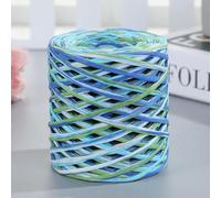 Cordones de papel rafia, Hilo mezclado de yute paja, 1 rollo, 200M, Multicolor, for manualidades hechas a mano, tejido, ganchillo, bricolaje(Blue Green 16)