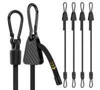 Cordones elásticos ajustables, cuerda elástica resistente de 100 cm con clips de mosquetón para exteriores, longitud fácil de ajustar, cuerdas elásticas negras con ganchos en ambos extremos para