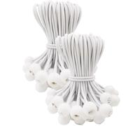 Cordones elásticos de bola de 6 pulgadas, 100 cuerdas elásticas pequeñas con bolas, mini bolas elásticas resistentes al aire libre para lona, toldo, camping, tienda de campaña (blanco)