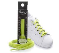 Cordones elásticos planos de Leazy, ofrecen un ajuste perfecto y estable para niños y adultos, amarillo neón, L: Bis 6 Ösen pro Seite