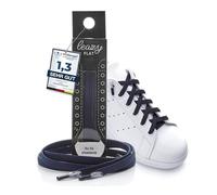 Cordones elásticos planos de Leazy, ofrecen un ajuste perfecto y estable para niños y adultos, azul oscuro, L: Bis 6 Ösen pro Seite