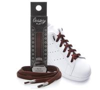 Cordones elásticos planos de Leazy, ofrecen un ajuste perfecto y estable para niños y adultos, marrón oscuro, L: Bis 6 Ösen pro Seite