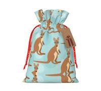 Cordones navideños divertidos para bolsa con estampado de zoológico de canguro, bolsas para envolver regalos, se aplican a bodas, Pascua, fiestas de vacaciones