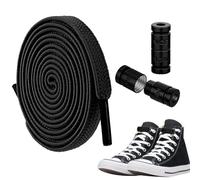 Cordones planos: cordones sin atar para adultos, cordones elásticos para zapatillas, elegante de bloqueo para zapatos deportivos, zapatos de senderismo, zapatos para caminar, para fácil, negro