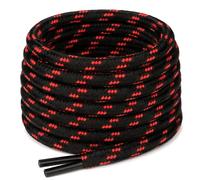 Cordones resistentes para las botas negro y rojo con largo de 75 cm, 120 cm, 140 cm, 180 cm, para botas de trabajo, botas para caminar, botas de senderismo, Dr Martens, tapas con punta de acero, botas de trabajo Grafter negro Black Red Blue yellow brown tan navy orange burgundy red purple grey royal blue