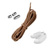 Cordones sin ataduras para adultos, cordones rápidos para zapatillas perezosas - de velocidad elástica con sistema de cordones - zapatos planos de fitness, Marrón con botones plateados, Consulte la
