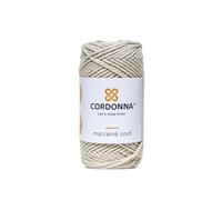 Cordonna Cordón de Macramé de Algodón de 2mm con 25 Hilos 100m Retorcido para Manualidades Cordón de Algodón de Manualidades, para Colgar en la Pared y para Colgar Plantas - Beige Claro