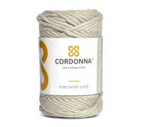 Cordonna Cordón de Macramé de Algodón de 5mm con 25 Hilos 100m Retorcido para Manualidades Cordón de Algodón de Manualidades, para Colgar en la Pared y para Colgar Plantas - Beige Claro