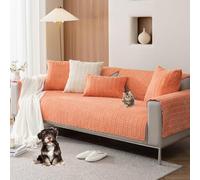 Corduroy Couch Cover Plush Sectional Sofa Covers Soft Warm Couch Cover for 3 Cushion Couch Thickened Dog Bed Cover 1-3 Seats Sofa Seat Cover Non-Slip And Washable,Curry,70*90cm/27.6*35.4in(Orange,70*2
