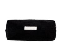 Corduroy Pen Bag Pencil Organiser - Large Capacity Corduroy Storage Bag For Pencil | Multi-Colored Pen Pouch | Multifunctional Pencil Box For Elementary School, Middle School, High School, Negro