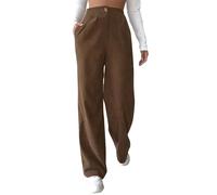 Corduroy Straight Pants Women, Wide Leg Corduroy Trousers, Straight Leg Pants Casual High Waisted Straight Leg Vintage, Soft Elastic Waistband, for Fall Winter (3XL,Brown)