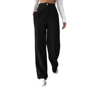Corduroy Straight Pants Women, Wide Leg Corduroy Trousers, Straight Leg Pants Casual High Waisted Straight Leg Vintage, Soft Elastic Waistband, for Fall Winter (3XL,Black)