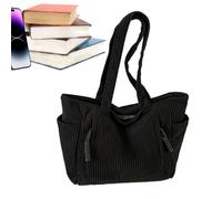Corduroy Tote Bag, Large Vintage Underarm Handbags, Casual Shoulder Bags for Women, Girls, Multifunctional Travel Bag for Everyday Use, Work, Shopping, 12.99x5.12x11.02 Inches, Negro,