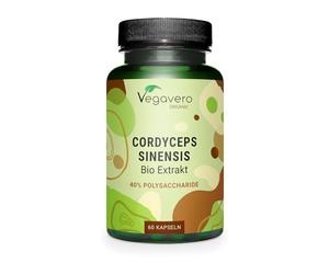 Cordyceps Sinensis Ecológico | 13000 mg (20:1) | Extracto Real CS-4 | 40% Polisacáridos + 0,5% Adenosina | 60 Cápsulas para 2 Meses | Energizante y Vigorizante | Sin Aditivos y Vegano | Vegavero
