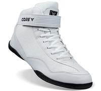 CORE Botas de Lucha para Hombre, Mujer y niños, Antideslizantes Zapatillas de Lucha Libre, para Deportes de Combate, Wrestling Shoes, Crossfit y Levantamiento de Pesas, Blanco, 33 EU