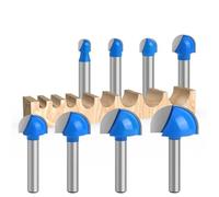 Core Box - Broca de fresadora de carburo de fondo redondo de 6,35 mm para carpintería, brocas de enrutador de doble flauta para madera dura, madera blanda, madera contrachapada, composición (7,96 mm)