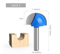 Core Box - Broca de fresadora de carburo de fondo redondo de 6,35 mm para carpintería, brocas de enrutador de doble flauta para madera dura, madera blanda, madera contrachapada, composición (25,4 mm)