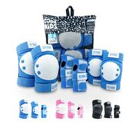 CORE Junior - Juego de rodilleras, coderas, muñequeras 6 en 1, equipo de protección para niños, jóvenes y adultos, para patineta, ciclismo, BMX, patinaje, patinaje, talla XS (6-10 años), color azul
