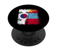 Corea del Sur Mongolia Media Bandera Coreana Mongolia Jersey PopSockets PopGrip Adhesivo