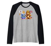 Corea del Sur Reino Unido Bandera raíces Coreanas británicas Camiseta Manga Raglan