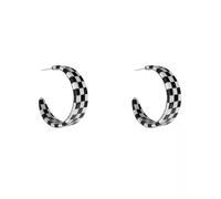 Corea Plaid Stripes Geométrica en forma de C Pendiente de anillo Retro Trendy Resina Pendientes de perno de acrílico para mujeres Regalos de joyería para fiestas Agile y profesional.
